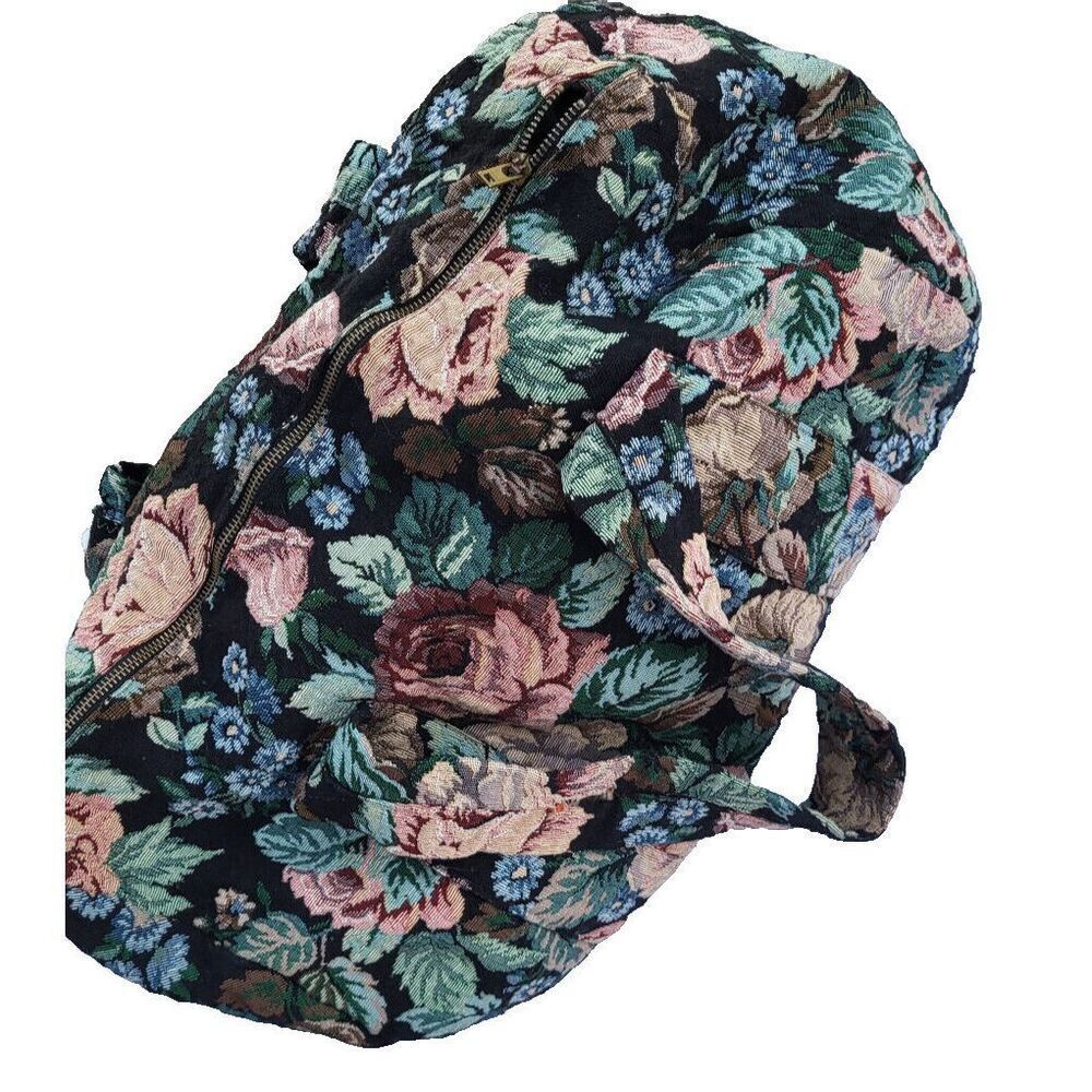 Vintage Floral Print Carpet Bag Duffel Bag - Picture 4 of 5